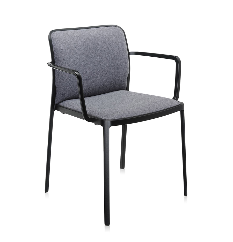 KARTELL set de 2 fauteuils AUDREY SOFT tissé TREVIRA (Structure peinte en noir/ Revêtement gris - al