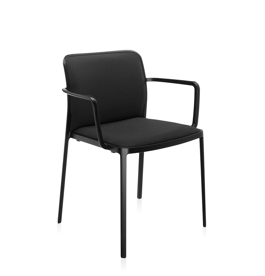 KARTELL set de 2 fauteuils AUDREY SOFT tissé TREVIRA (Structure peinte en noir/ Revêtement noir - al