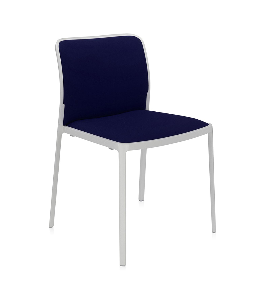 KARTELL set de 2 chaises AUDREY SOFT tissé TREVIRA (Structure peinte en blanc / Revêtement bleu - al