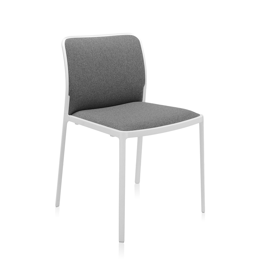 KARTELL set de 2 chaises AUDREY SOFT tissé TREVIRA (Structure peinte en blanc / Revêtement gris - al