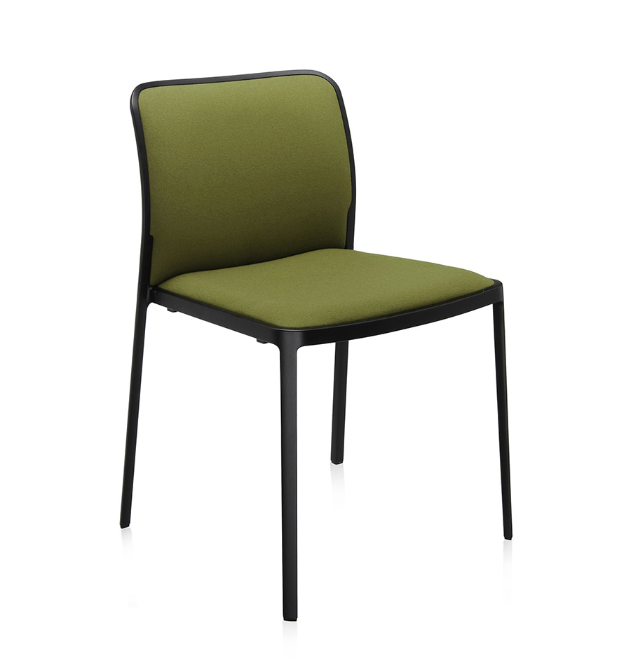 KARTELL set de 2 chaises AUDREY SOFT tissé TREVIRA (Structure peinte en noir/ Revêtement vert acide 