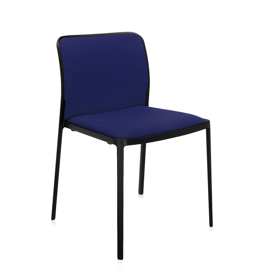 KARTELL set de 2 chaises AUDREY SOFT tissé TREVIRA (Structure peinte en noir/ Revêtement bleu - alum