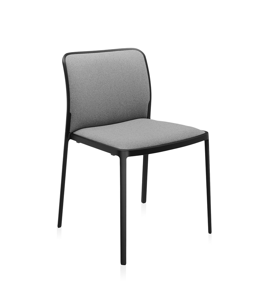KARTELL set de 2 chaises AUDREY SOFT tissé TREVIRA (Structure peinte en noir/ Revêtement gris - alum