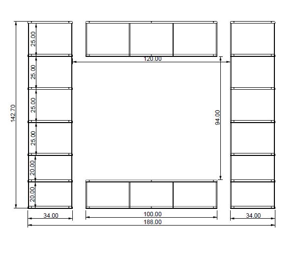 KRIPTONITE bibliothèque murale KROSSING_2 composition 73 (Aluminium - Métal)