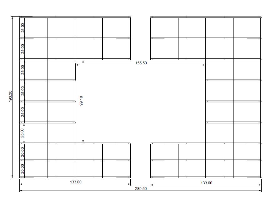 KRIPTONITE bibliothèque murale KROSSING_2 composition 84 (Aluminium - Métal)