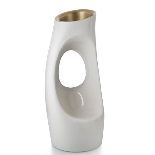 SERRALUNGA vase HOLLY ALL (Blanc / Or - LLDPE laqué matalisé bicolore)