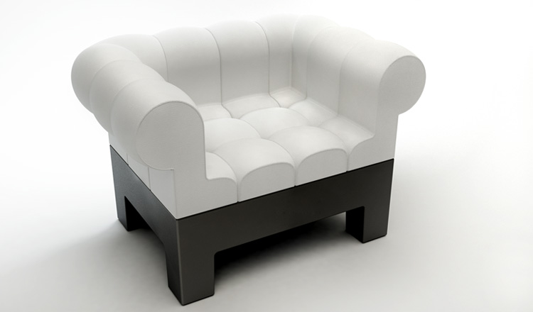 MYYOUR fauteuil Modì (Base blanche / siège blanc - Faux cuir)