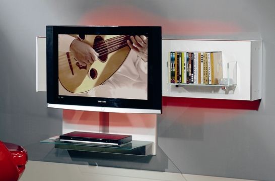 MUNARI meuble pour TV suspendus BELT03 (Blanc - Verre)