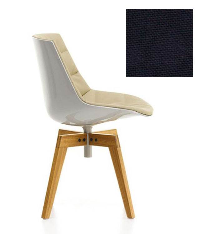 MDF ITALIA chaise rembourrée avec pieds en chêne FLOW CHAIR (Blanc / 682 - Polycarbonate / Cat. B ti