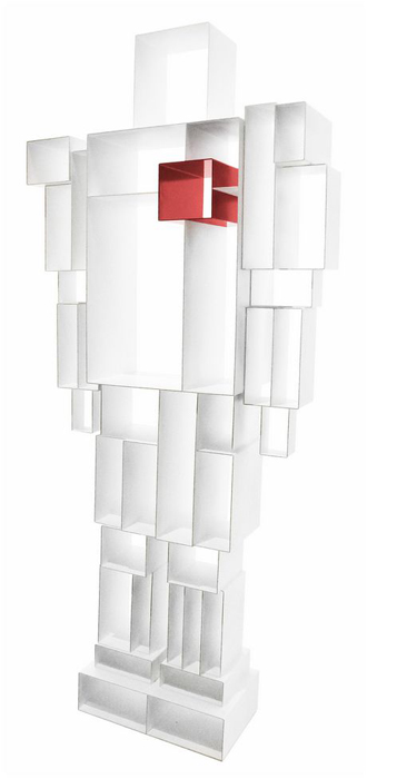 CASAMANIA bibliothèque ROBOX (Blanc / rouge - Métal verni)