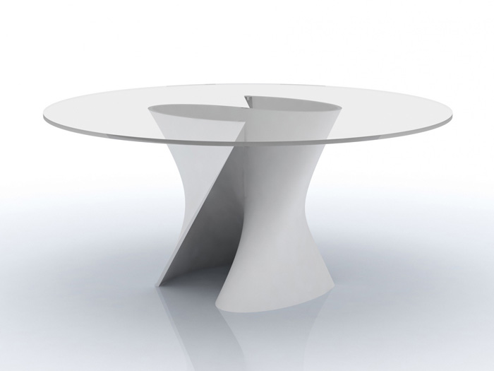 MDF ITALIA table ronde S TABLE Ø 140 cm (Blanc Opaque - structure en Cristalpant ® / pleateau en cri