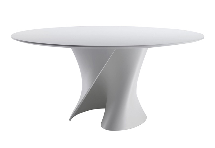 MDF ITALIA table ronde S TABLE Ø 140 cm (Blanc Opaque - structure en Cristalpant ® / pleateau en Fib