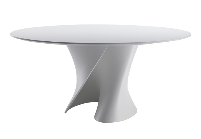 MDF ITALIA table ronde S TABLE Ø 140 cm (Blanc Opaque - structure et pleateau en Cristalpant ®)