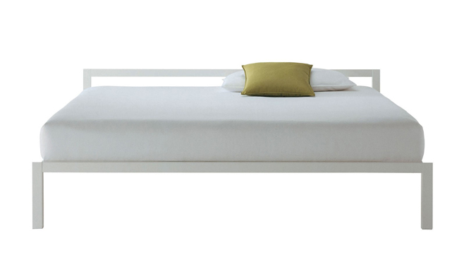 MDF ITALIA lit deux places ALUMINIUM BED (Blanc 190x210 cm - aluminium anodisé laqué)
