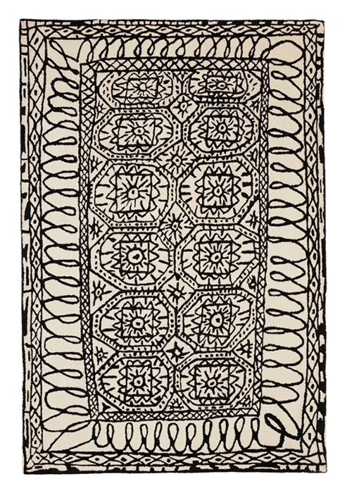 NANIMARQUINA tapis Black on White ESTAMBUL (200x300 cm - Laine)