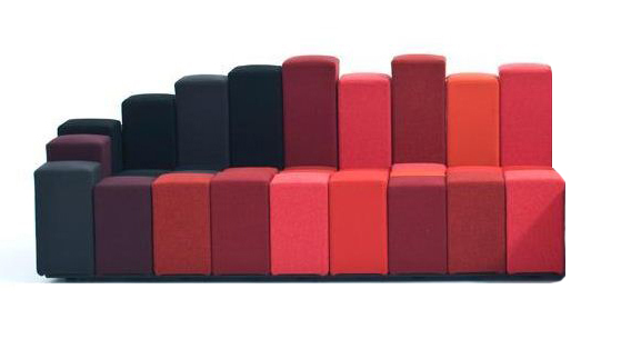 MOROSO canapé DO-LO-REZ (Rouge accoudoir à gauche - Tissu / structure en bois)