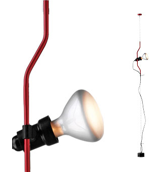 FLOS lampe à suspension PARENTESI D avec variateur (Rouge - acier / Élastomère)