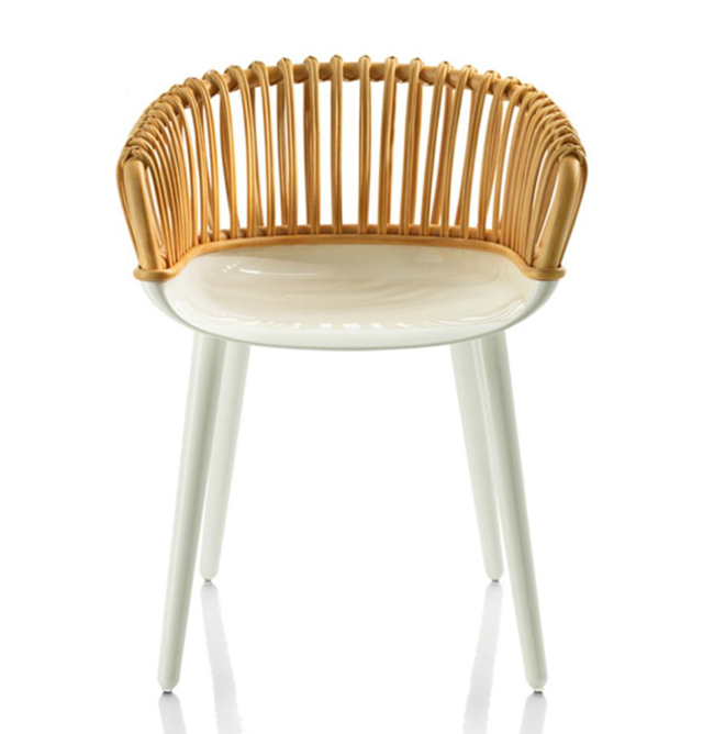 MAGIS fauteuil CYBORG CLUB (Jambes blanches brillantes / Dossier naturel - Polycarbonate / Midolino)