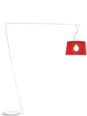 PEDRALI lampadaire L001T/B (Rouge transparent - acier blanc/Méthacrylate)