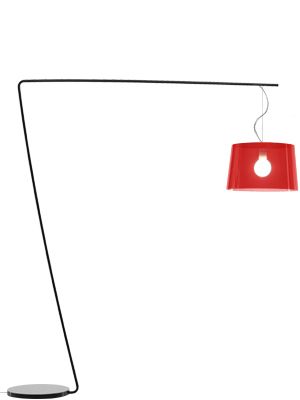 PEDRALI lampadaire L001T/B (Rouge transparent - acier noir/Méthacrylate)