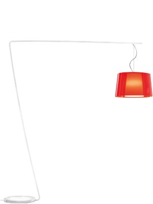 PEDRALI lampadaire L001T/BA (Rouge Transparent blanc - acier blanc/Méthacrylate)