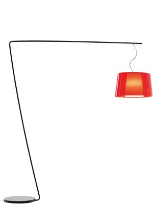 PEDRALI lampadaire L001T/BA (Rouge Transparent blanc - acier noir/Méthacrylate)