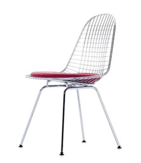 VITRA chaise wire chair DKX (Coussin en cuir Cat. L20 - acier/cuir)