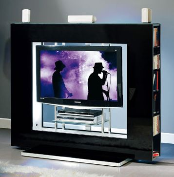 MUNARI système mural pour TV NEXT05NE (Noir - bois/cristal)