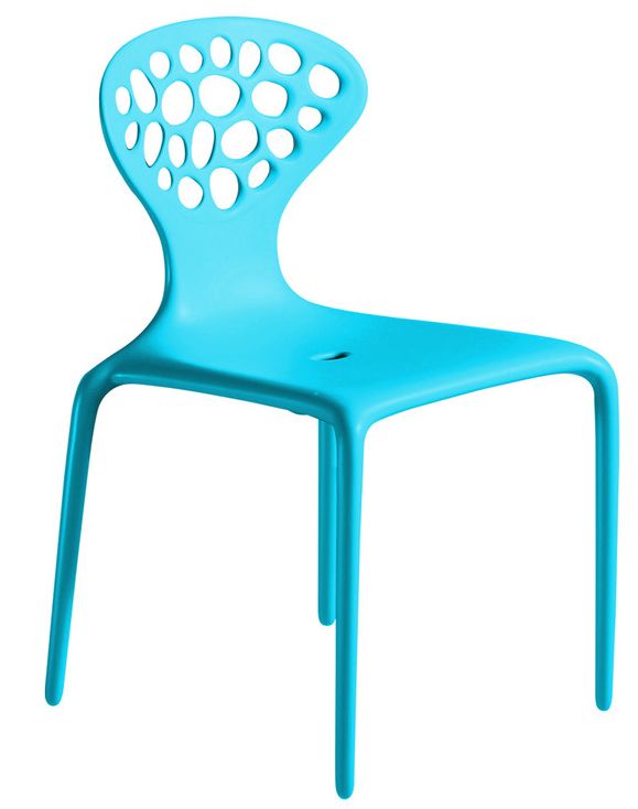 MOROSO ensemble de 4 chaises avec le dos perforé SUPERNATURAL (Turquoise - Polypropylène)