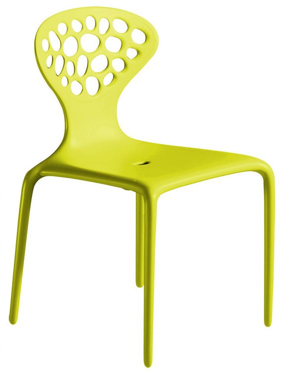 MOROSO ensemble de 4 chaises avec le dos perforé SUPERNATURAL (Vert fluo - Polypropylène)