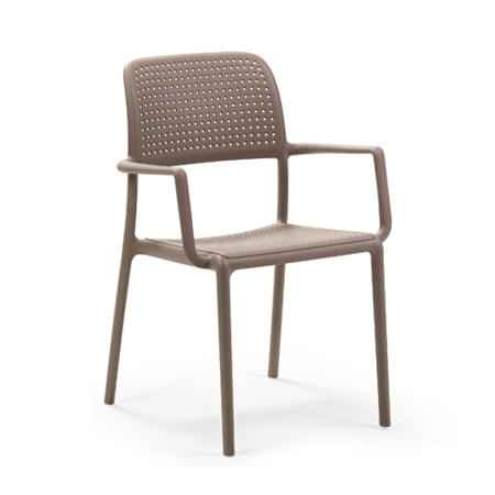 NARDI set de 4 chaises avec accoudoirs BORA pour extérieur CONTRACT COLLECTION (Gris tourterelle - P