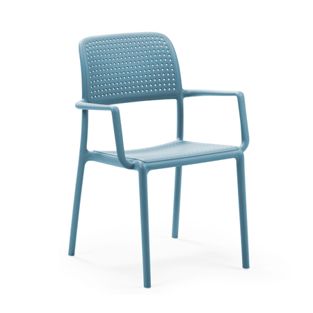 NARDI set de 4 chaises avec accoudoirs BORA pour extérieur CONTRACT COLLECTION (Bleu clair - Polypro