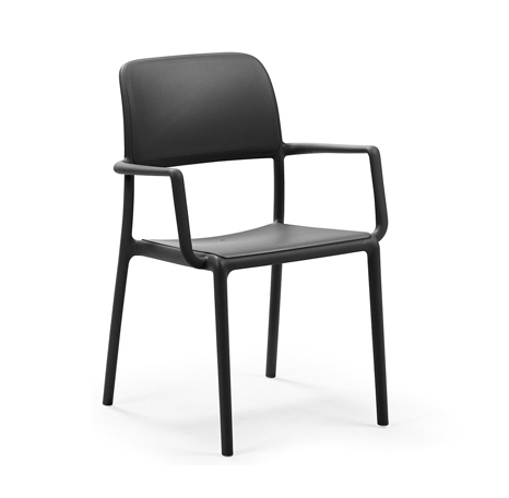 NARDI set de 4 chaises avec accoudoirs RIVA pour extérieur CONTRACT COLLECTION (Anthracite - Polypro