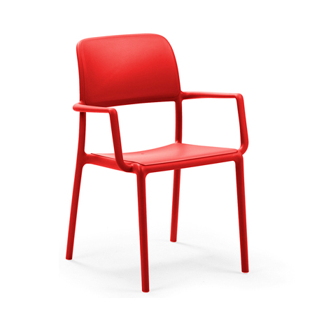 NARDI set de 4 chaises avec accoudoirs RIVA pour extérieur CONTRACT COLLECTION (Rouge - Polypropylèn