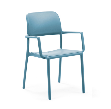 NARDI set de 4 chaises avec accoudoirs RIVA pour extérieur CONTRACT COLLECTION (Bleu clair - Polypro