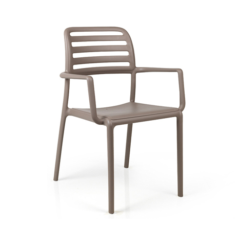 NARDI set de 4 chaises avec accoudoirs COSTA pour extérieur GARDEN COLLECTION (Gris tourterelle - Po