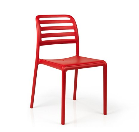 NARDI set de 4 chaises COSTA BISTROT pour extérieur CONTRACT COLLECTION (Rouge - Polypropylène)