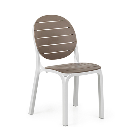NARDI set de 4 chaises ERICA pour extérieur GARDEN COLLECTION (Blanc / Tourterelle - Polypropylène)