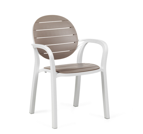 NARDI set de 2 fauteuils PALMA pour extérieur GARDEN COLLECTION (Blanc / Tourterelle - Polypropylène