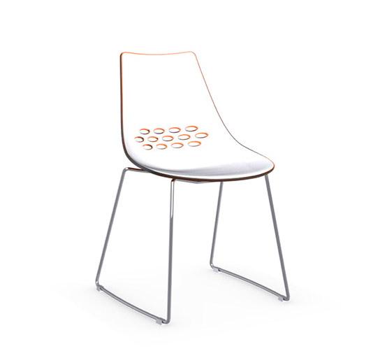 CONNUBIA set de 2 chaises JAM CB/1030 (Blanc / Orange Transparent - ABS / Acier Chromé)