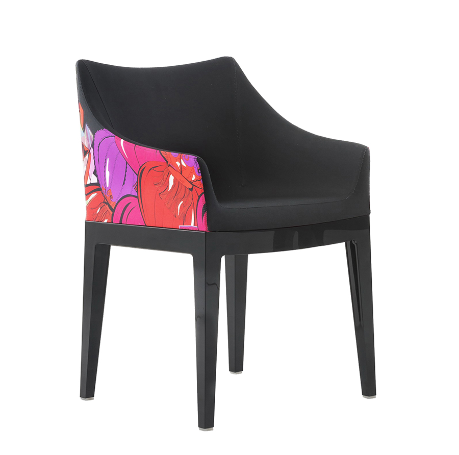 KARTELL fauteuil MADAME World of Emilio Pucci edition (Shanghai - Policarbonato nero e 100% raso di 
