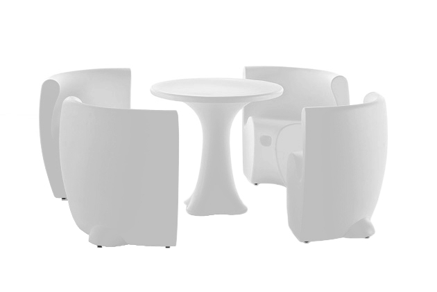 MYYOUR SET COMMUNITY table + 4 chaises RHONDA (Blanc - Gaufré imprimé)