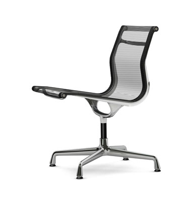 VITRA chaise de bureau EA 105 EA105 (Gris foncé - Tissu en résille et aluminium chromé)