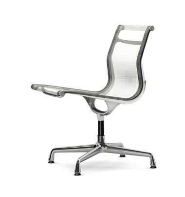 VITRA chaise de bureau EA 105 EA105 (Blanc - Tissu en résille et aluminium chromé)
