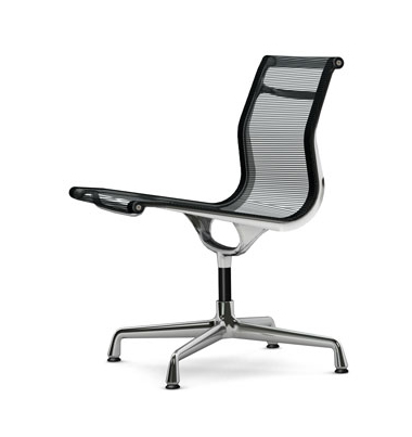 VITRA chaise de bureau EA 105 EA105 (Noir - Tissu en résille et aluminium chromé)