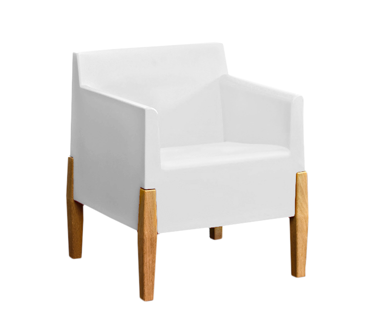 SERRALUNGA fauteuil KUBRICK (Blanc - LLDPE et bois)