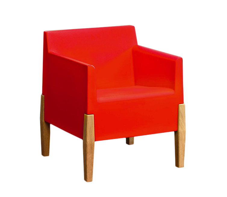 SERRALUNGA fauteuil KUBRICK (Rouge - LLDPE et bois)