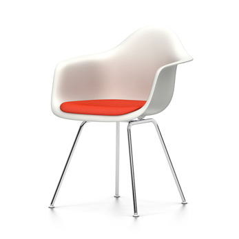 VITRA chaise fauteuil avec coussin Eames Plastic Armchair DAX NOUVELLES DIMENSIONS (Blanc, coussin c