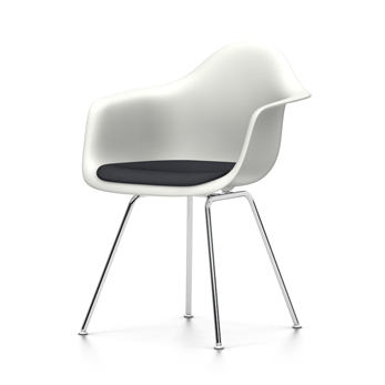 VITRA chaise fauteuil avec coussin Eames Plastic Armchair DAX NOUVELLES DIMENSIONS (Blanc/coussin no