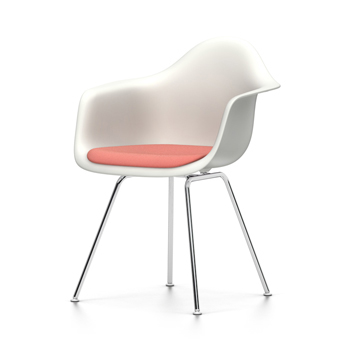 VITRA chaise fauteuil avec coussin Eames Plastic Armchair DAX NOUVELLES DIMENSIONS (Blanc, coussin r
